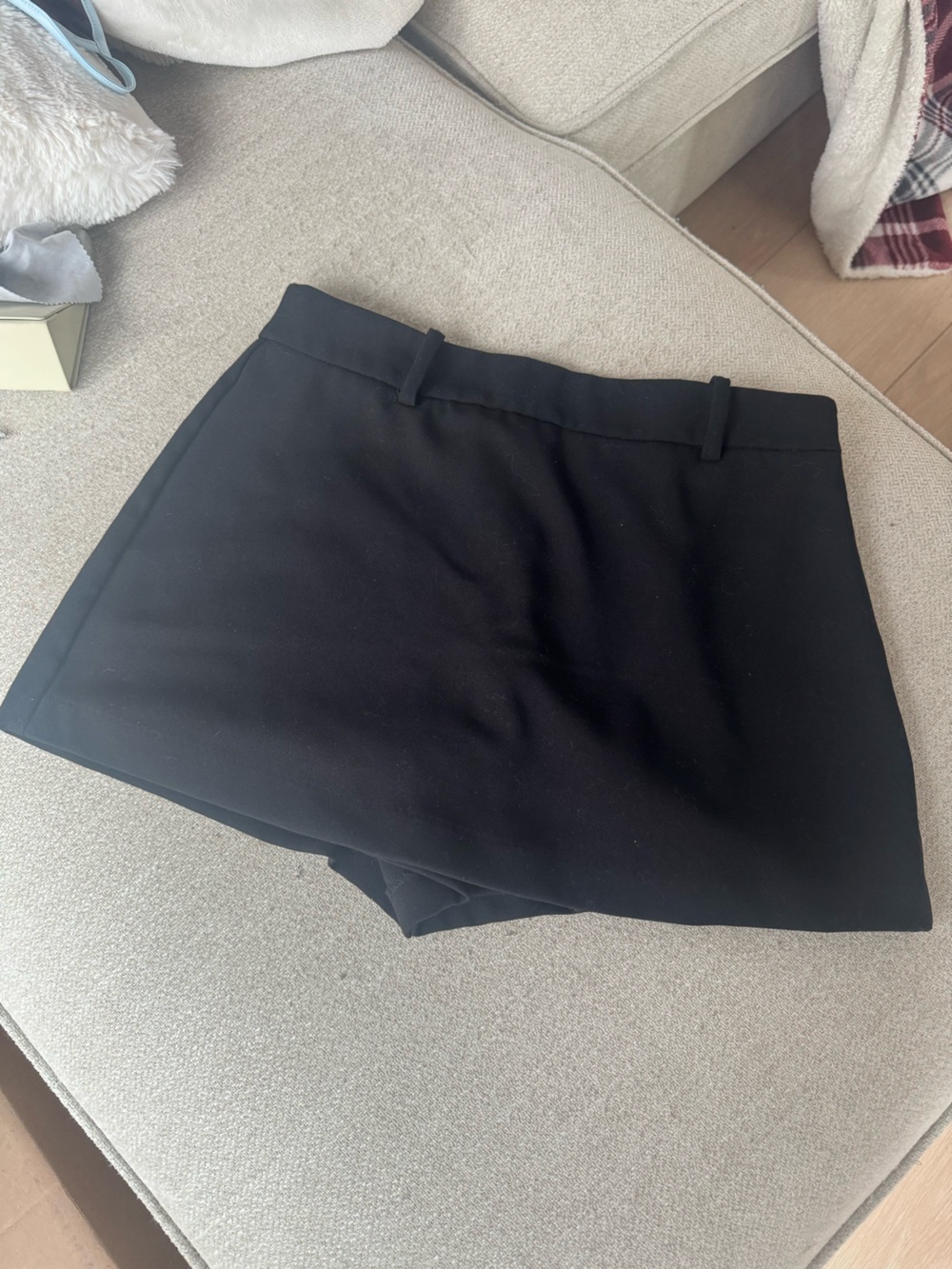 Black mini skort with belt loops